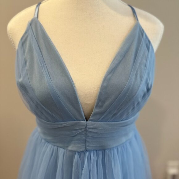 NWT Lulus Charming Glamour Light Blue Tulle Sleeveless Tiered Maxi Dress - Picture 11 of 11